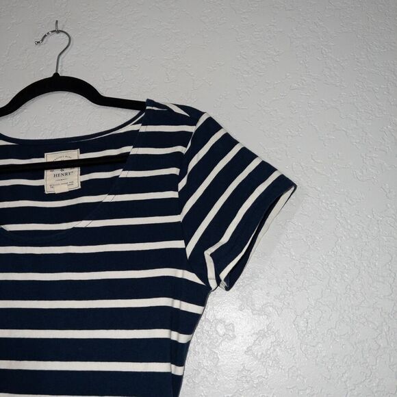 Hope & Henry Navy White Stripe Organic Tie-Waist Knit Dress Size 8 - Picture 3 of 8